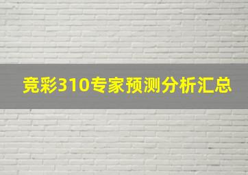 竞彩310专家预测分析汇总