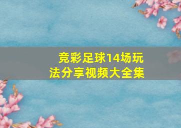 竞彩足球14场玩法分享视频大全集