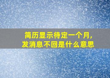 简历显示待定一个月,发消息不回是什么意思