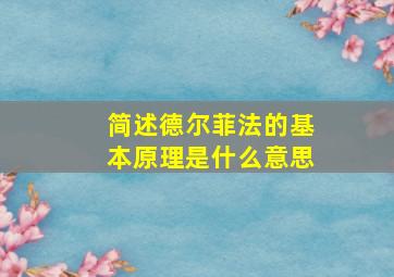 简述德尔菲法的基本原理是什么意思