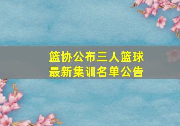 篮协公布三人篮球最新集训名单公告