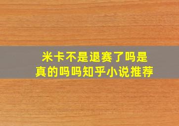 米卡不是退赛了吗是真的吗吗知乎小说推荐