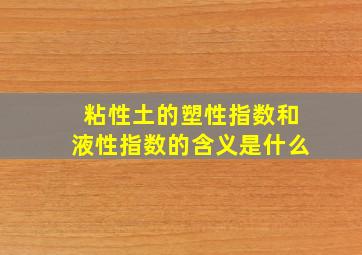 粘性土的塑性指数和液性指数的含义是什么