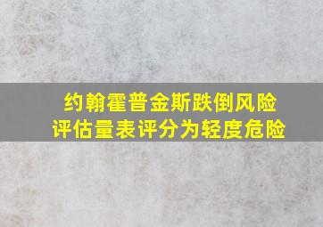 约翰霍普金斯跌倒风险评估量表评分为轻度危险