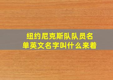 纽约尼克斯队队员名单英文名字叫什么来着