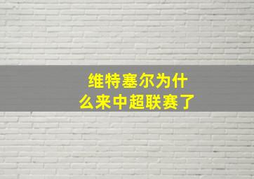 维特塞尔为什么来中超联赛了