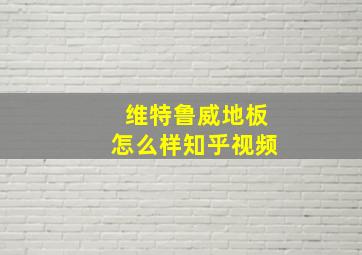 维特鲁威地板怎么样知乎视频