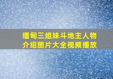 缅甸三姐妹斗地主人物介绍图片大全视频播放