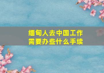 缅甸人去中国工作需要办些什么手续