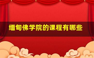 缅甸佛学院的课程有哪些