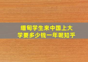 缅甸学生来中国上大学要多少钱一年呢知乎