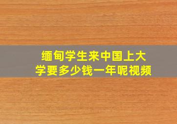 缅甸学生来中国上大学要多少钱一年呢视频