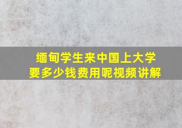 缅甸学生来中国上大学要多少钱费用呢视频讲解