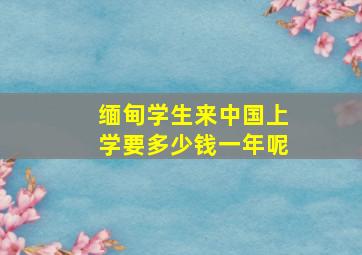 缅甸学生来中国上学要多少钱一年呢