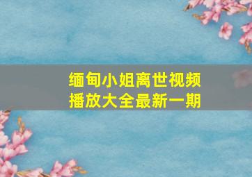 缅甸小姐离世视频播放大全最新一期