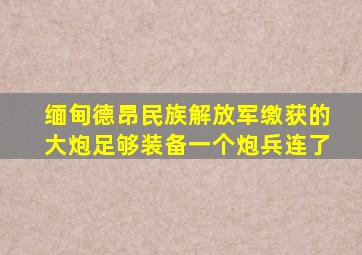 缅甸德昂民族解放军缴获的大炮足够装备一个炮兵连了