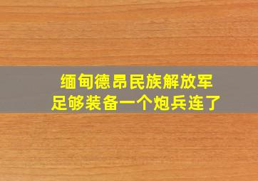 缅甸德昂民族解放军足够装备一个炮兵连了