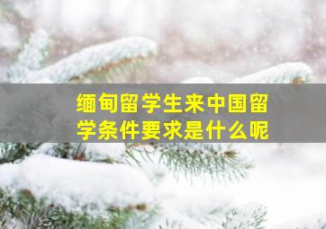 缅甸留学生来中国留学条件要求是什么呢