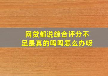 网贷都说综合评分不足是真的吗吗怎么办呀