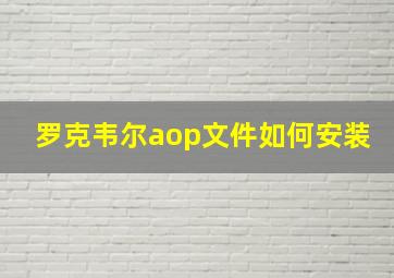 罗克韦尔aop文件如何安装