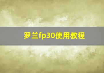 罗兰fp30使用教程