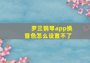 罗兰钢琴app换音色怎么设置不了