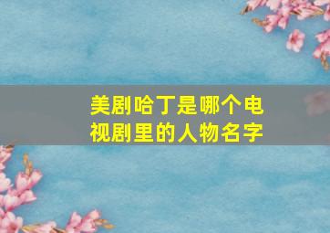 美剧哈丁是哪个电视剧里的人物名字