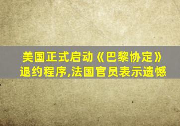 美国正式启动《巴黎协定》退约程序,法国官员表示遗憾