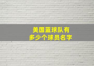 美国蓝球队有多少个球员名字