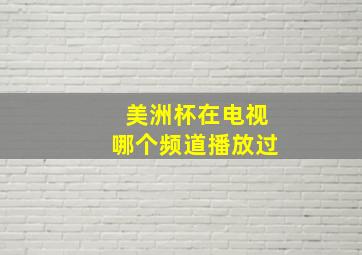 美洲杯在电视哪个频道播放过