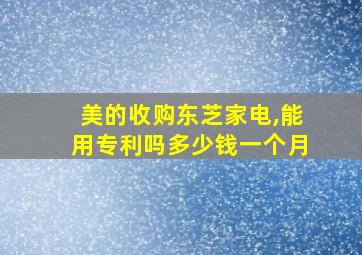 美的收购东芝家电,能用专利吗多少钱一个月