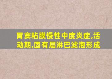 胃窦粘膜慢性中度炎症,活动期,固有层淋巴滤泡形成