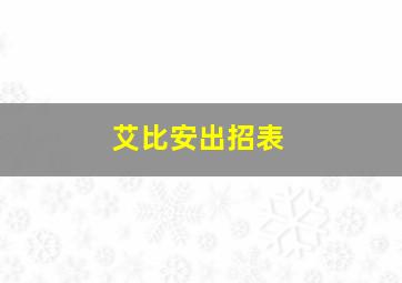 艾比安出招表