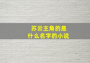 苏云主角的是什么名字的小说