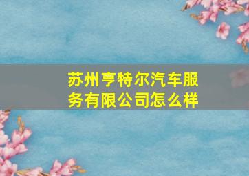 苏州亨特尔汽车服务有限公司怎么样