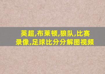 英超,布莱顿,狼队,比赛录像,足球比分分解图视频