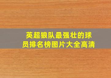 英超狼队最强壮的球员排名榜图片大全高清