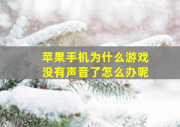 苹果手机为什么游戏没有声音了怎么办呢