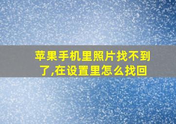 苹果手机里照片找不到了,在设置里怎么找回