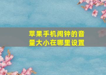 苹果手机闹钟的音量大小在哪里设置