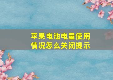 苹果电池电量使用情况怎么关闭提示