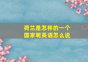 荷兰是怎样的一个国家呢英语怎么说