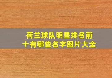 荷兰球队明星排名前十有哪些名字图片大全