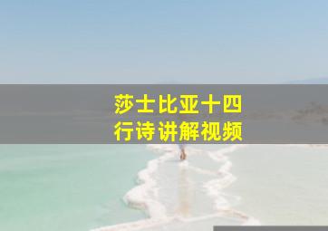 莎士比亚十四行诗讲解视频