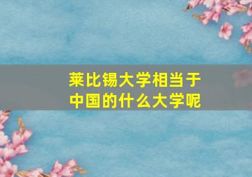 莱比锡大学相当于中国的什么大学呢