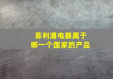 菲利浦电器属于哪一个国家的产品