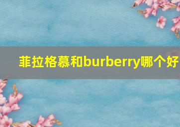 菲拉格慕和burberry哪个好