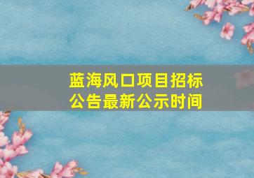 蓝海风口项目招标公告最新公示时间