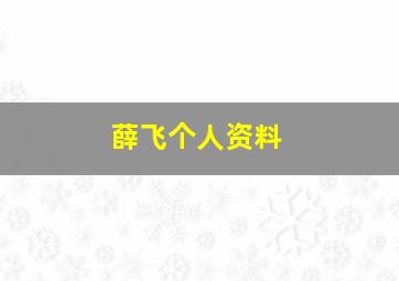 薛飞个人资料