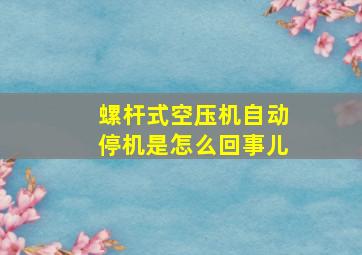 螺杆式空压机自动停机是怎么回事儿